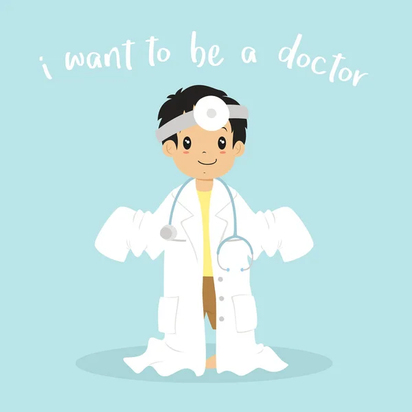 Menino vestindo médico uniforme Cartoon Vector — Vetor de Stock