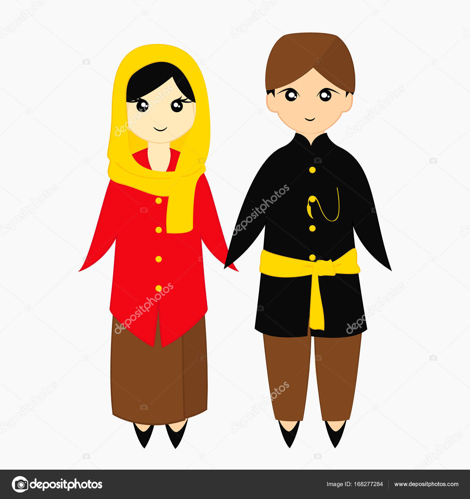 Jakarta Betawi Traditional Dress Vector Illustration Stock