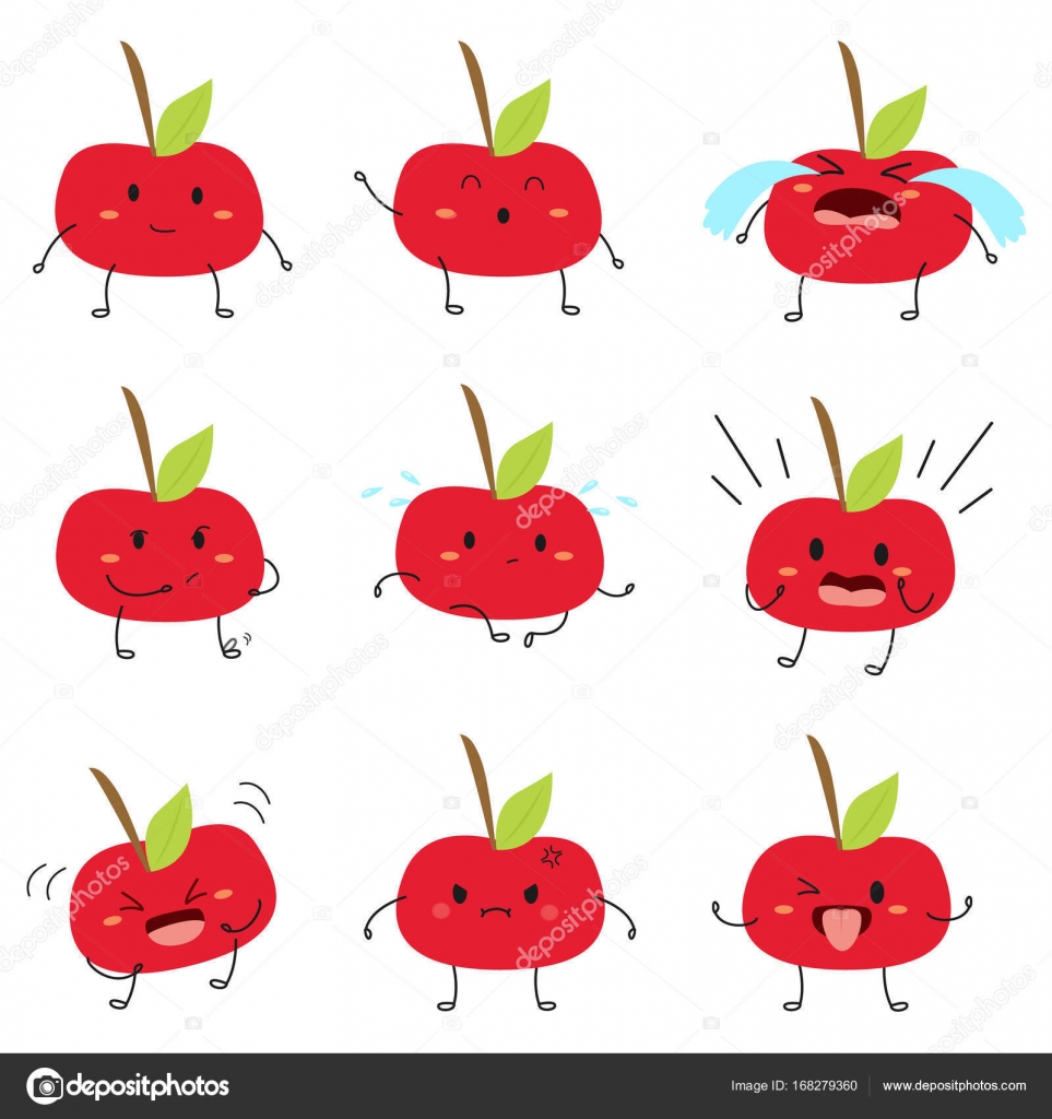 Cute Apple Emojis Vector Set Stock Vector Image by ©azuaya25 168279360