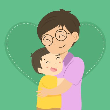 Baba ve oğul karikatür vektör sarılma