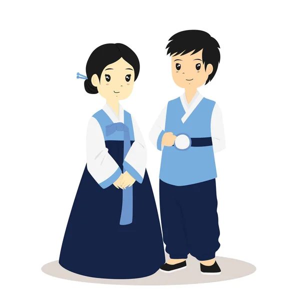 Κορέας Hanbok, παραδοσιακό φόρεμα διάνυσμα — Διανυσματικό Αρχείο