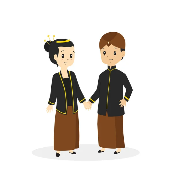 Javanese Traditional Wedding Dress Vector Illustration — Stock Vector