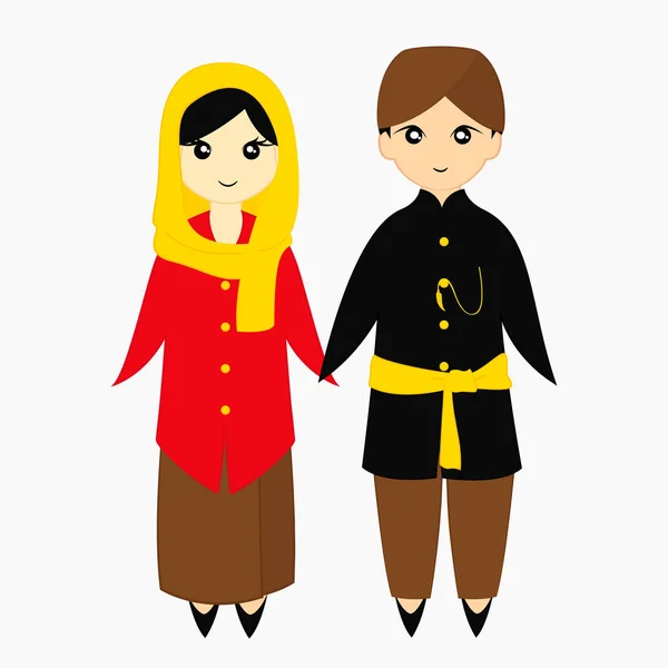 Jakarta - Betawi Traditional Dress Vector Illustration — Stock Vector