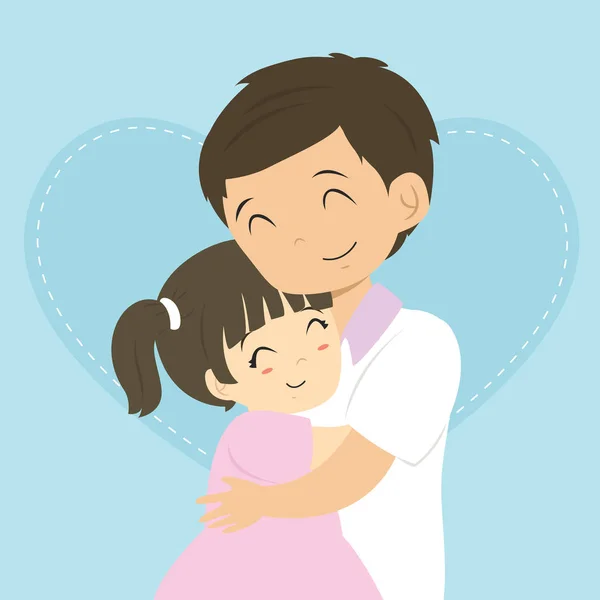 Otec a dcera objímat kreslené vektorové — Stockový vektor