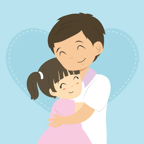 Father and Daughter knuffelen Cartoon Vector — Stockvector