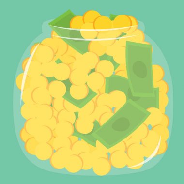 Para kavanozu karikatür vektör 