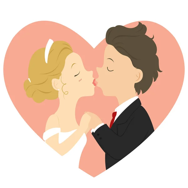 Φιλιά παντρεύτηκε ζευγάρι διάνυσμα κινουμένων σχεδίων — Διανυσματικό Αρχείο
