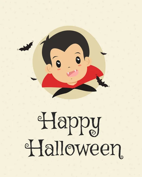 Diseño de tarjetas de Halloween feliz, Vector de dibujos animados de Drácula — Vector de stock