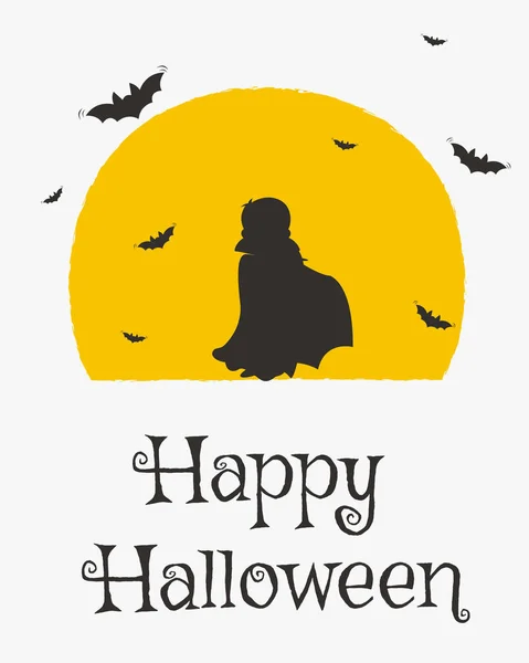 Diseño de tarjetas de Halloween feliz, Vector de dibujos animados de Drácula — Vector de stock