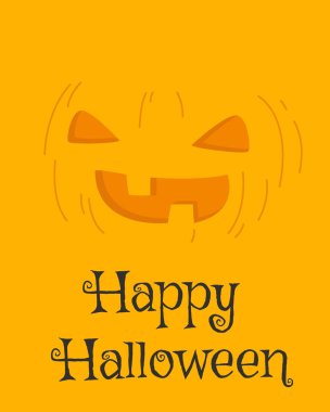 Mutlu Cadılar Bayramı kartı tasarımı, Jack O Fener karikatür vektör gülümseyen