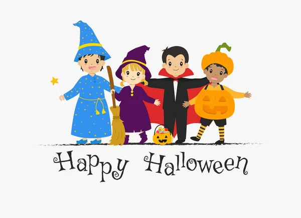 Happy Halloween card design, Halloween characters cartoon — стоковый вектор