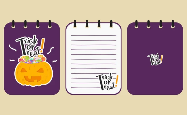 Diseño vectorial de cuaderno púrpura de Halloween imprimible — Vector de stock