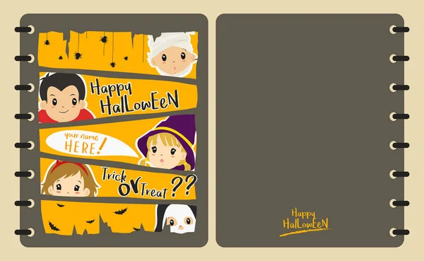 Vector de diseño de portada de cuaderno de Halloween — Vector de stock