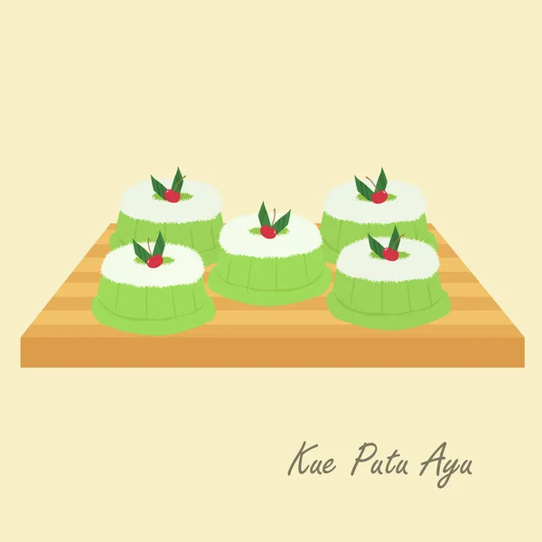 Kue Putu Ayu Con Coco Rallado Parte Superior Pastel Tradicional — Archivo Imágenes Vectoriales