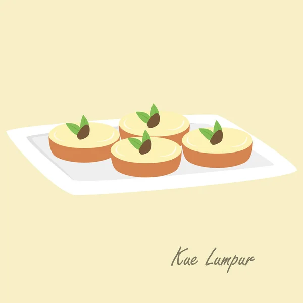 Kue Lumpur Pastel Tradicional Indonesio Indonesia Tradicional Postre Vector Dibujos — Archivo Imágenes Vectoriales