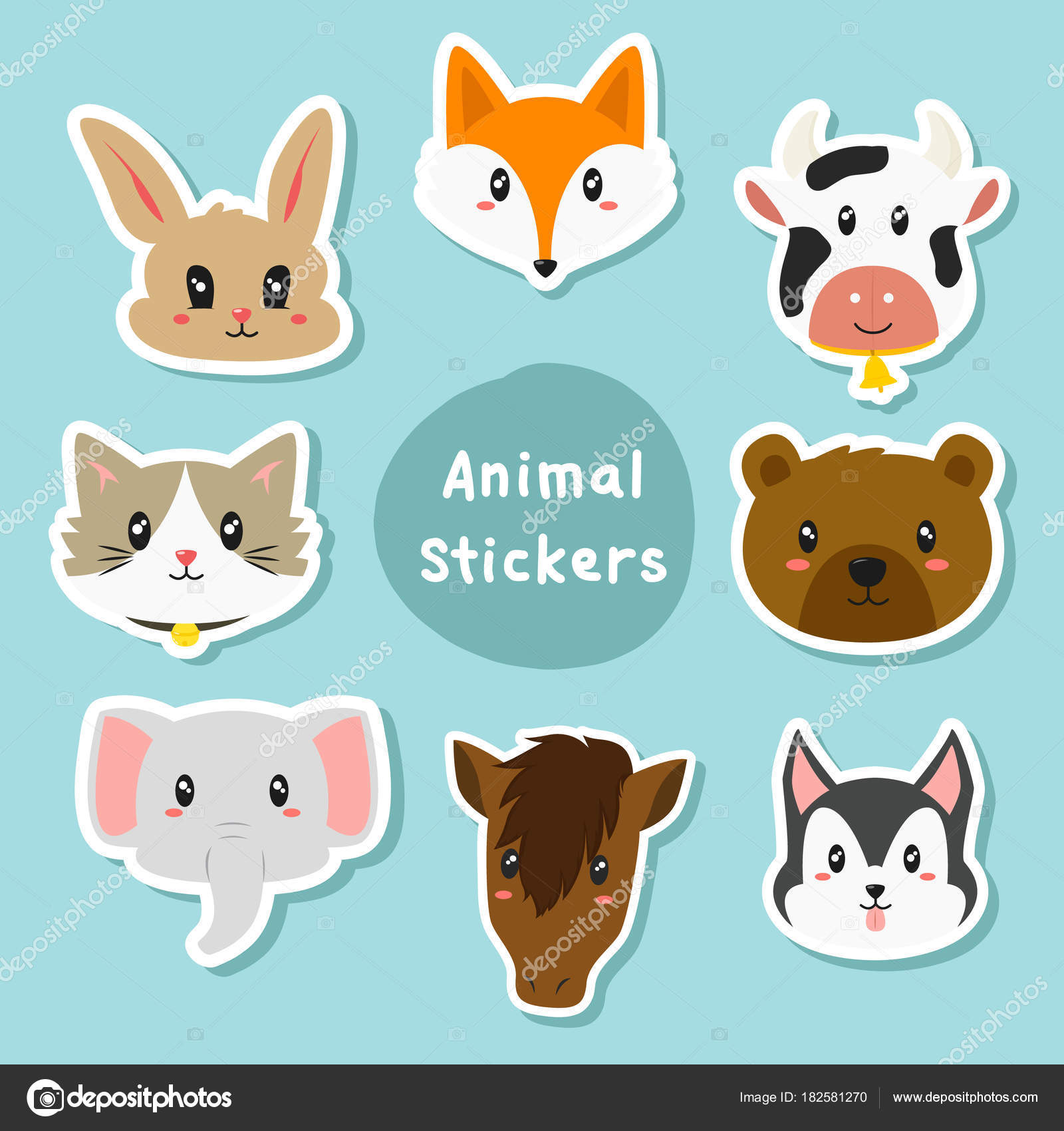 Printable animal stickers Cute Animals Sticker Set Printable Animals
