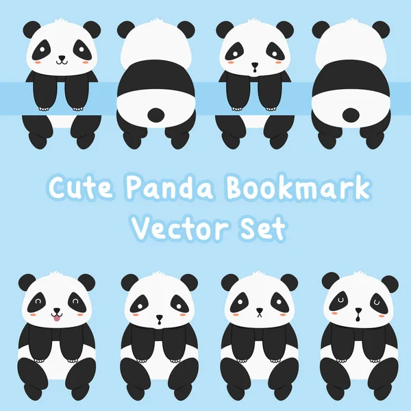 Animal Printable Bookmark Template Cute Panda Bookmark Template Vector Collection — Stock Vector
