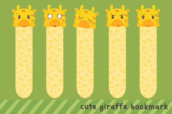 Animal Printable Bookmark Template Cute Giraffe Different Expressions Bookmark Vector — Stock Vector