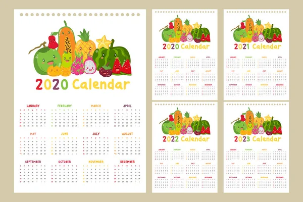 Kalender 2020 Till 2023 Inställd Sida Månader Vägg Hängande Kalender — Stock vektor