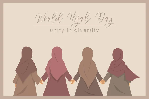Grattis Hijab Dagen Februari Internationell Dag Firande Design Muselman Kvinnor — Stock vektor