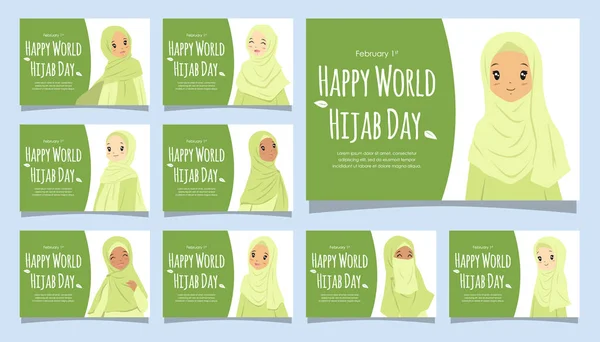 Feliz Día Del Hiyab Del Mundo Diseño Celebración Del Primer — Archivo Imágenes Vectoriales