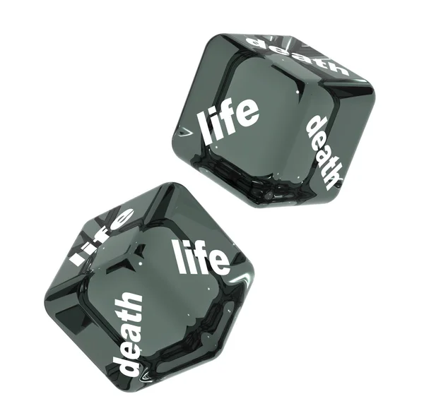Hrát kostky s nápisem život a smrt — Stock fotografie