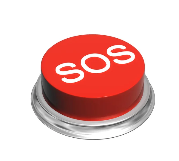 Botão 3d de cor vermelha com inscrição SOS — Fotografia de Stock