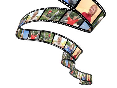 Film şeridi üzerindeki aile fotoğrafları