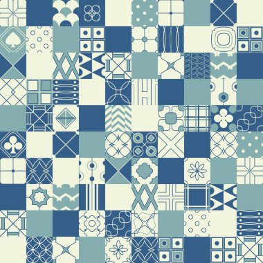 Patchwork tarzı geometrik pat ile sorunsuz vektör arka plan