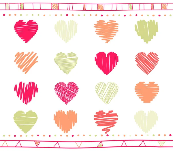 Vector set of scribble valentine hearts — Stock Vector