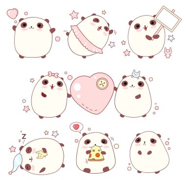 Sevimli pandalar kawaii tarzı dizi