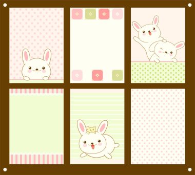 Paskalya tavşanı ile kartların vektör ayarla