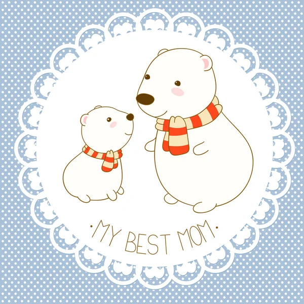 Vector background with cute polar bear — Stock Vector