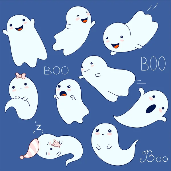 Colección de fantasmas lindos — Vector de stock