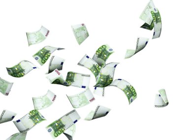 Euro banknot uçan