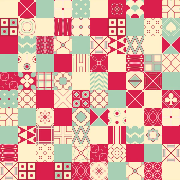 Fond vectoriel sans couture dans le style patchwork avec tapis géométrique — Image vectorielle