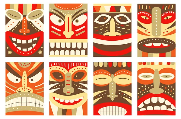 Ange banner, bakgrund, flyer, plakat med tiki tribal mask — Stock vektor