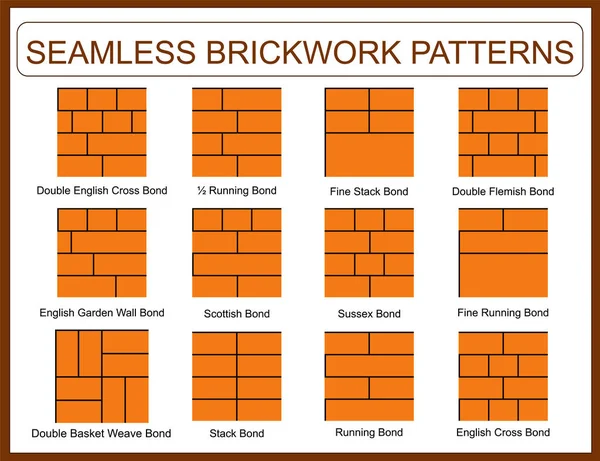 Set of seamless brickwork patterns — Stock Vector