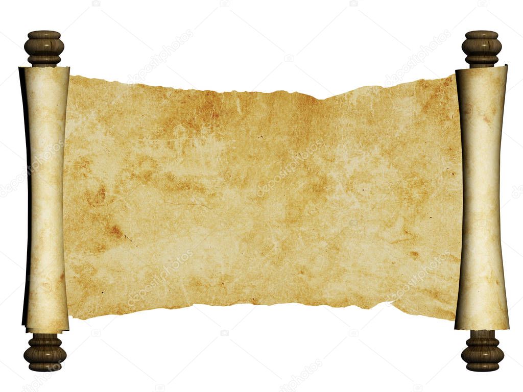 Old parchment. Isolated on white background
