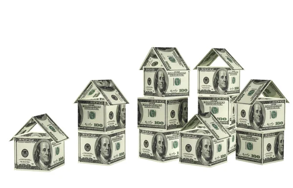 Houses from dollars banknotes — Stock Photo, Image