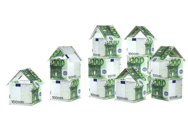 Casas de billetes en euros — Foto de Stock