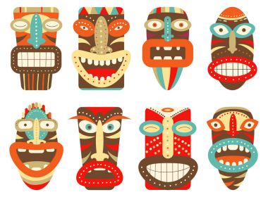 Tiki kabile maske seti