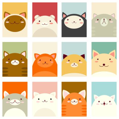 Sevimli kediler ile afiş kümesi