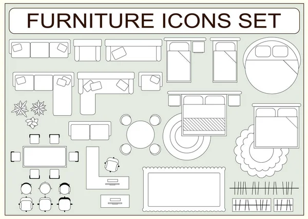 Set of simple furniture vector icons as design elements — Stock Vector