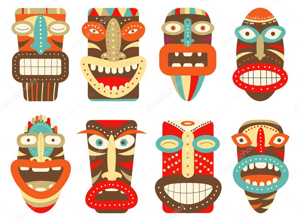 Set of tiki tribal mask