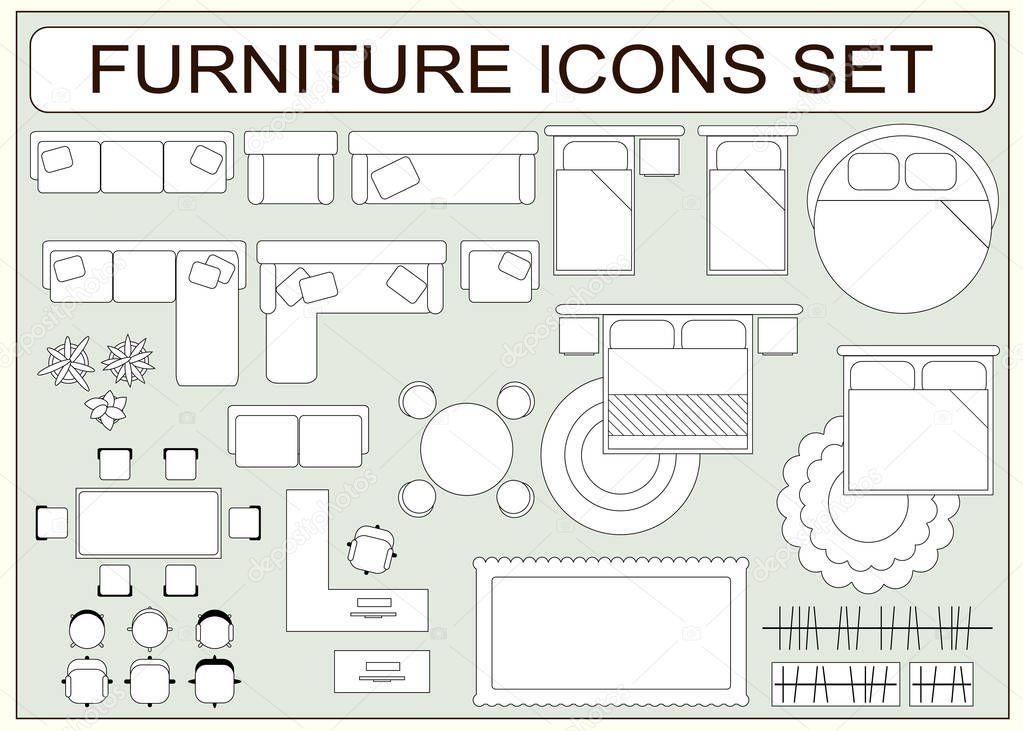 Set of simple furniture vector icons as design elements