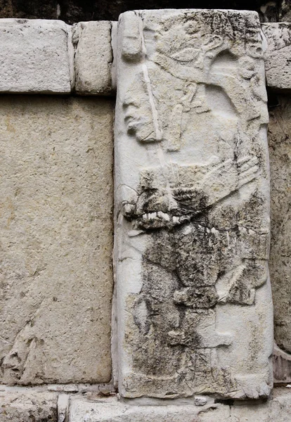 Escultura em relevo com de um rei maia, Palenque, Chiapas, Mexi — Fotografia de Stock