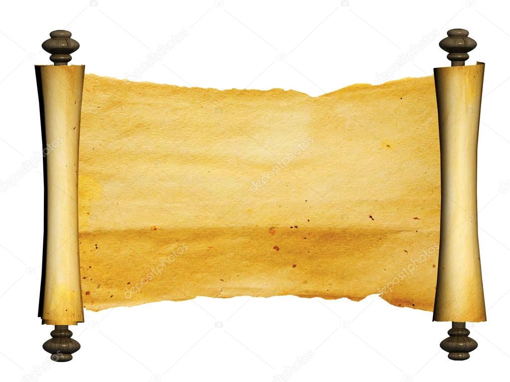 Old parchment. Isolated on white background