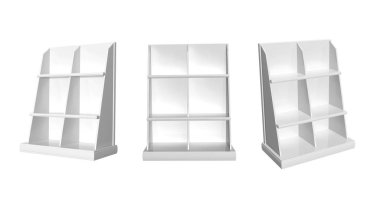 Vitrinler kümesi. Farklı açılardan görüntüleme