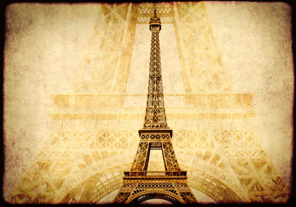 Grunge background with paper texture and landmark of Paris — Stock Photo, Image